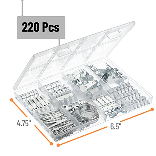Image of Mr. Pen- Picture Hanging Kit, 220 pcs, Silver, Assorted Hooks, Nails | Sawtooth Hangers, D-Rings, Steel Wire, Ring Hooks, Home Wall Mount Hardware for Frames, Canvas, Decor