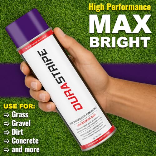 Image of Athletic Field Marking Paint - 2 Cases of 12 T-Tip Spray Cans (24 Total), 18 oz Each - Bright, Durable Field Striping Paint (Purple)