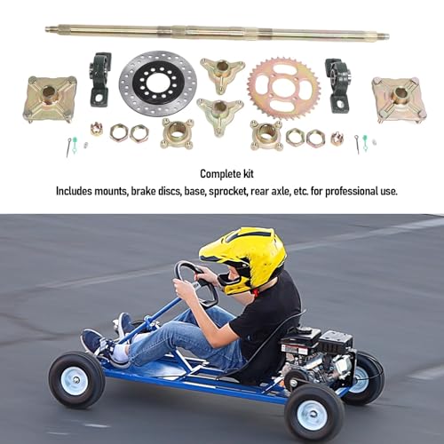 740 Mm Go-Kart-Hinterachs-Set, Robuste Bremsscheiben-Basis, Kettenrad-Hinterachse für Selbstgebaute ATVs, Quads und Drift-Trikes mit 50 Bis 150