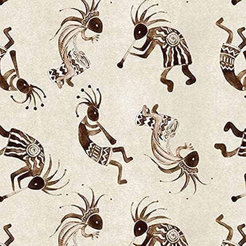 Buffalo Run Ecru Kokopelli 100% Cotton Fabric by Blank Fabric