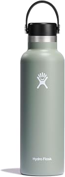 Hydro Flask - Water Bottle 621 ml 21 oz - Vacuum Insulated Stainless Steel Water Bottle with Leak Proof Flex Cap and Powder Coat - Standard Mouth - Agave