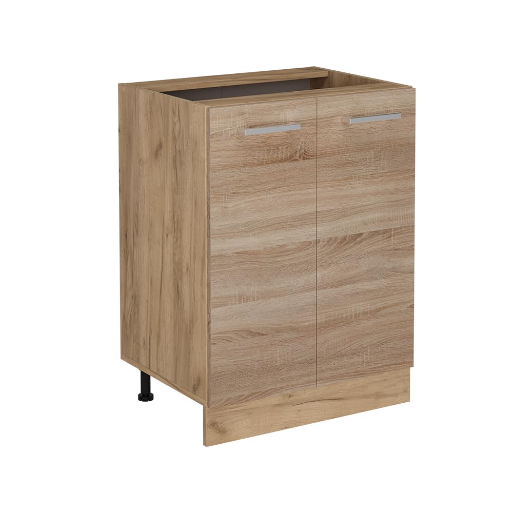 Vicco Mobiletto base cucina R-Line, Sonoma, 60 cm senza piano di lavoro, per la libera combinazione all'interno di sistemi cucina modulari