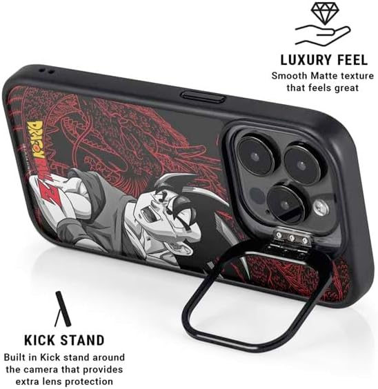 Skinit Kickstand Phone Case Compatible with iPhone 14 Pro - Officially Licensed Dragon Ball Z Goku and Shenron Design
