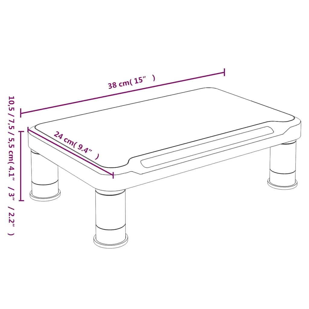 Supporto per monitor nero in HIPS 38 x 24 x 10,5 cm, regolabile in altezza su 3 livelli, con spazio per tastiera, gaming, home theater, soggiorno e ripiano salvaspazio