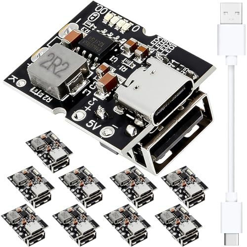Image of DAOKAI 10PCS Type-C USB 5V 2A Boost Converter Step-Up Power Module LED Display Charge & Discharge Integrated Lithium battery charging protection board with Type-C to USB cable (USB is Welding)