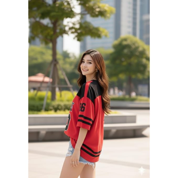 Image of BLACKSTEP Women Oversized Cotton Jersey Tshirt | Loose Fit Streetwear Casual Top | Drop Shoulder Longline T Shirt for Girls College Wear Travel Gym Daily Outfit