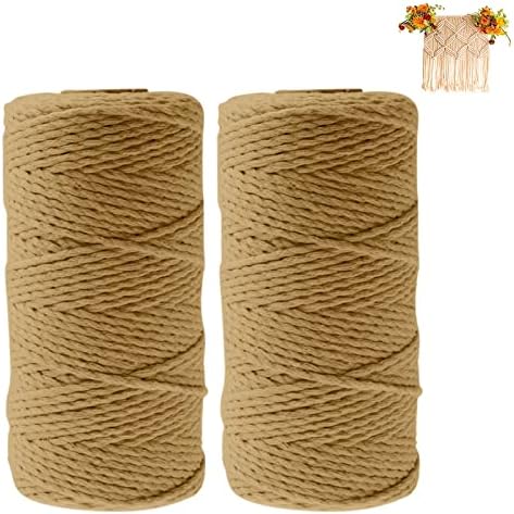 Jaspond 20 Colours Macrame Cord 2mm×100m, Cotton Cord String Rope, butchers string 2 Strand Twisted, Handmade Craft for Wall Hanging, Plant Hanger, Knitting, Textile Decoration