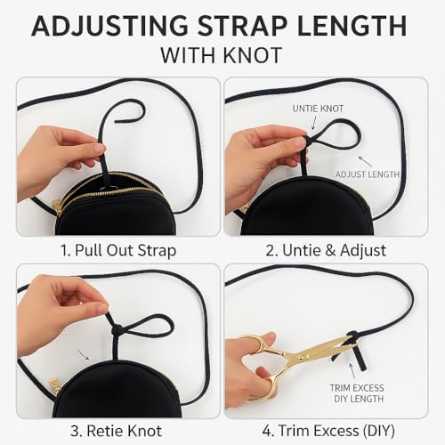 Image of Circle Crossbody Bag for Women NYLON Circle Purse with Zipper Adjustable Knot Shoulder Straps