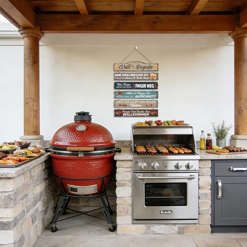 KAIRNE Grill Regeln Dekorationen Lustige Grillmeister Schild Rustikale Grill Wanddeko für Küche Garten Grillplatz Geschenk Grillfans
