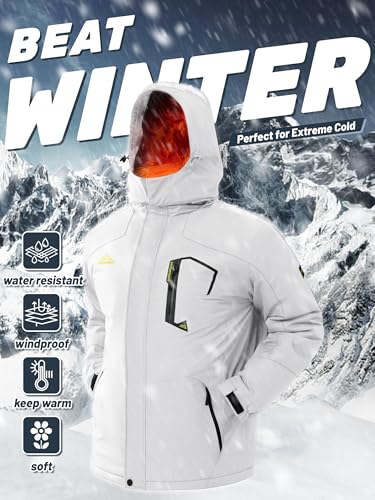 Image of TACVASEN Men's Winter Ski Jacket Waterproof Snow Coats Snowboard Fleece Lining Jacket Warm Parka with Hooded,Standard Length