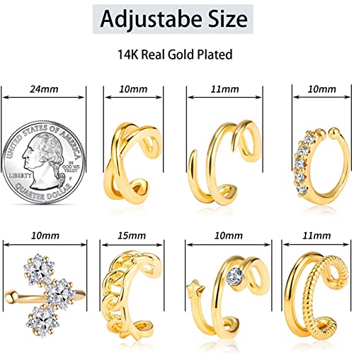 16 Pcs Fake Clip on Earrings for Women Non Piercing, Adjustable Fake Ear Cuffs Clip On Earrings Set for Gift2