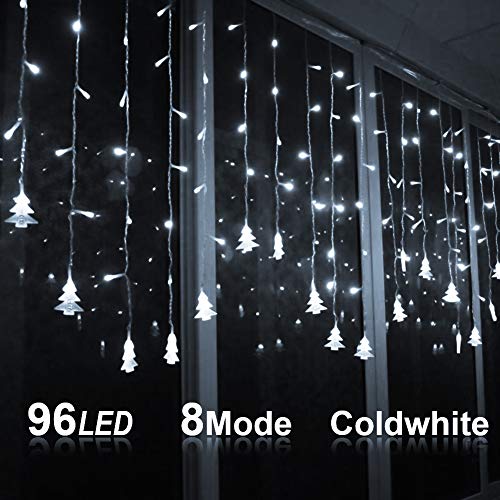 Preisvergleich Produktbild Klighten LED Lichterkette, Weihnachtsbeleuchtung, 96er LED Lichtervorhang Lang Weihnachtsbaum LED String Licht, Innen / Außen Weihnachtsdeko Deko Christmas 3.5 x 0.65 m, Kaltes Weiß
