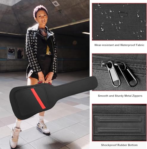 Image of Electric Guitar Bag 7mm Padding Electric Guitar Case, 39 Inch Electric Guitar Gig Bag Backpack with Neck Strap and Pockets, Black