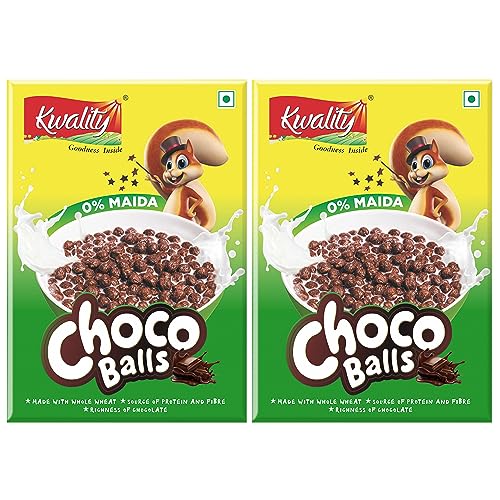 Image of Kwality Chocoballs- Made With Whole Wheat, Zero% Maida, Source of Protein And Fibre, Richness Of Chocolate (375G, Pack Of 2)