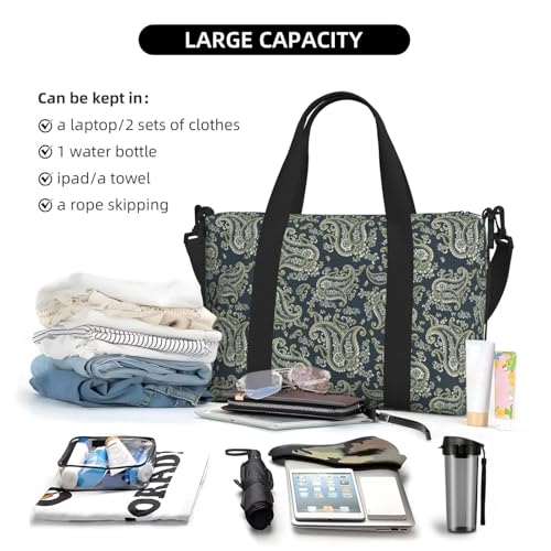 Carry On Duffle Bags Overnight Weekender Bags for Women, Paisley Pattern No.9075 Personal Item Travel Bag, Travel Essentials Sport Gym Bag for Men Women4