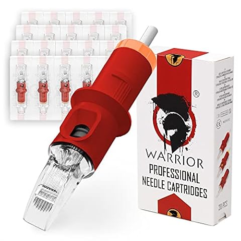 WARRIOR czerwone profesjonalne igły do ​​tatuażu sterylizowane gazem Eo Igła do tatuażu Curve Magnum 20 szt. Stal chirurgiczna Jednorazowy makijaż permanentny(RED-1223CM)