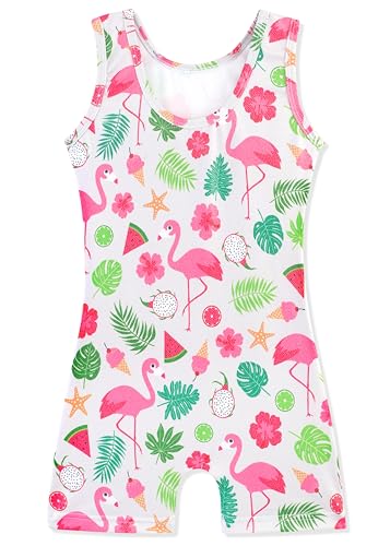 Image of HOZIY Gymnastics Leotards for Girls with Shorts Toddlers Biketards Rainbow Unicorn Dinosaur Mermaid Leopard Flower Galaxy