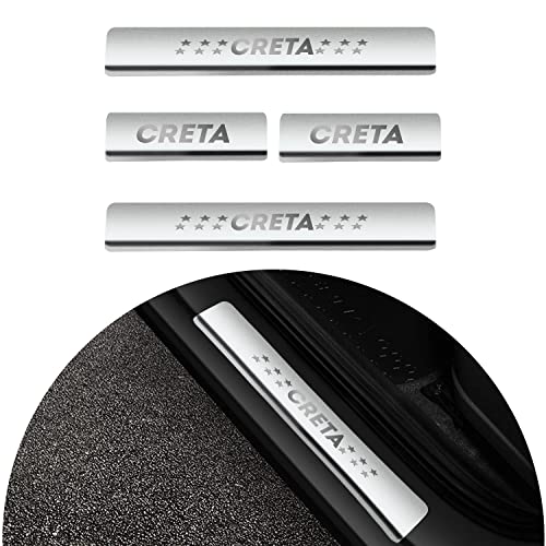 Image of AC Door Sill /Foot Step Stainless Steel Scuff Plate Plates Compatible with Hyundai Creta (Model 2020-2023) (Set of 4 Pcs)