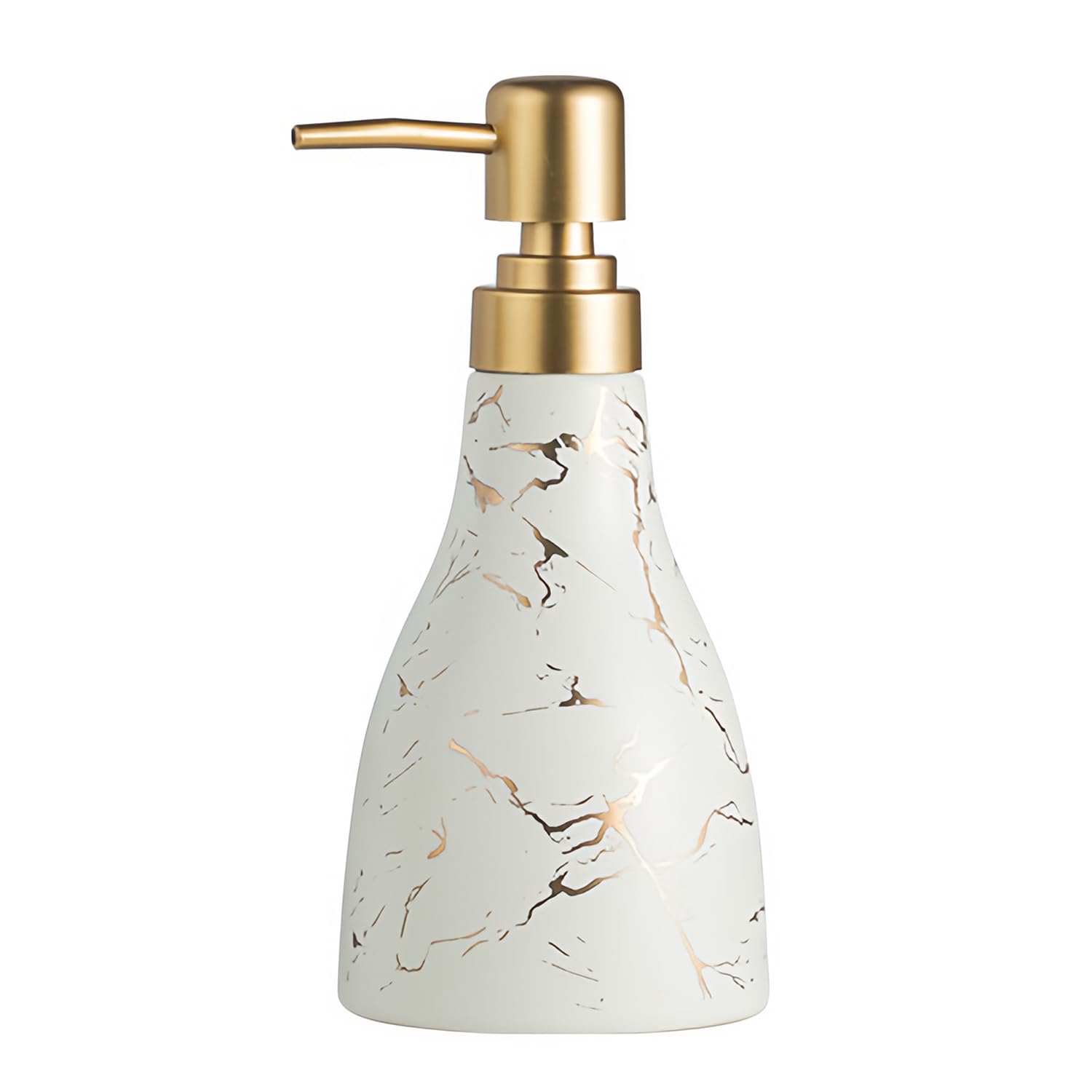 Dowbom White Ceramic Foaming Soap Dispenser, Foam Soap Dispenser With Pump, Hand Foaming Dispenser, For Barthroom Kitchen (,Marble Pattern)