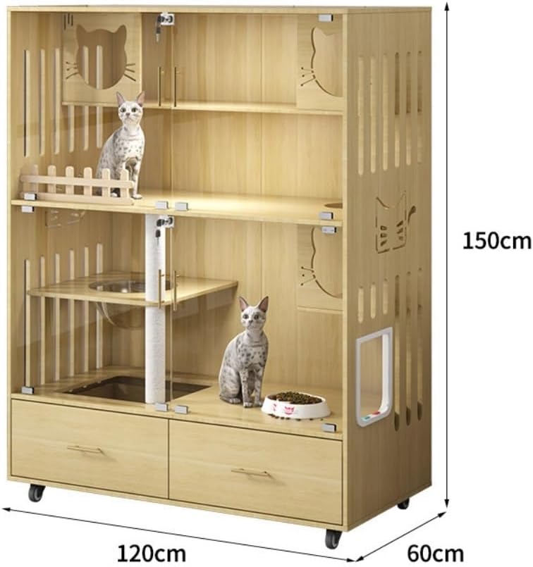 未使用 猫ケージ 木製 おしゃれ 小さめ 3階建て キャットヴィラ