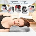 Travel Pillow Memory Foam Pillows, Ergonomic Wave Cervical Neck Pillow for Neck Pain Relief, Compressible Medium Firm Side Sleeper Pillow, Ideal for Camping, Office, Home & Bed (Light Grey, S) - Image 2