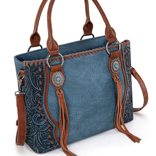 Image of Trinity Ranch Tote Bag for Women Western Purse Floral Tooled Concho Collection