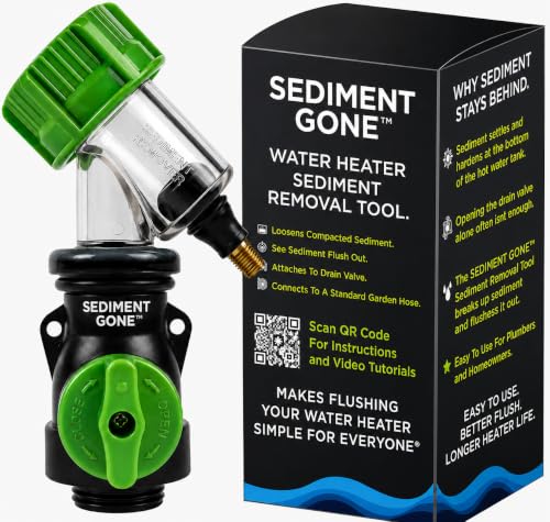 Sediment Gone™ Water Heater Sediment Removal Tool – Flushes, Cleans & Breaks Up Sediment Clogs in Electric or Gas Water Heaters – Easy DIY Water Heater Cleaning Tool