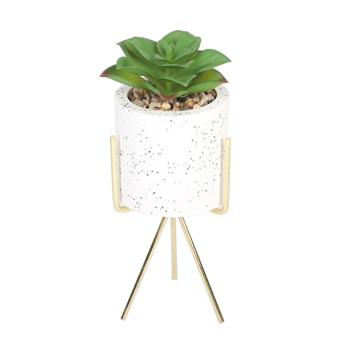 Sleepdown Halo Green Artificial Faux Plant Succulent Speckle Pot Stand for Home Office Bathroom Decor Indoor Decoration Aesthetics