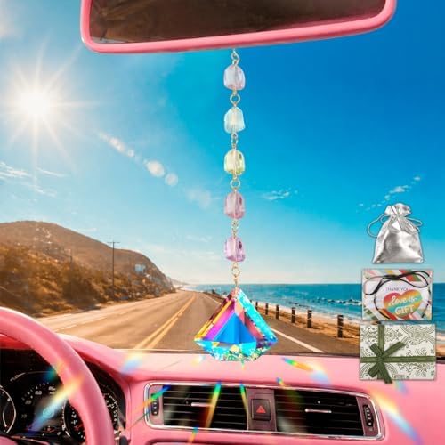 Geili Prism suncatcher for Your car,Rearview Mirror Charm for Women Baroque