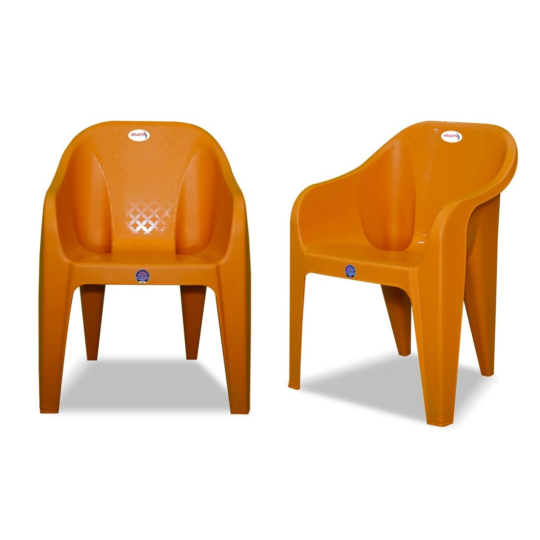 AVRO Series Plastic Chair Set of 2, Ergonomic Design, Brown, Waterproof, Stackable, Indoor Outdoor Use, Strong Legs | Color - Orange |-image-32