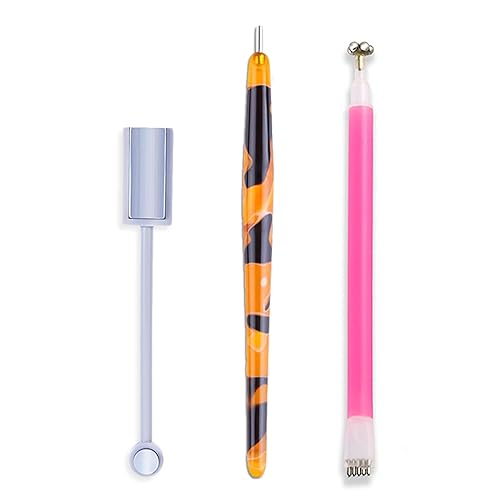 SILPECWEE 3 imanes de uñas 3D de ojo de gato para uñas, soporte magnético de doble extremo, bolígrafos de esmalte de uñas, herramientas de diseño de
