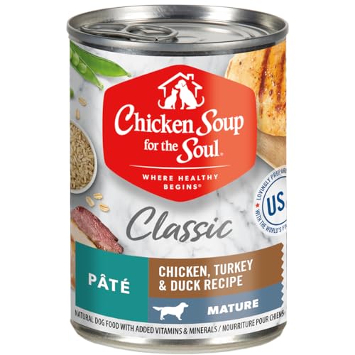 Rooster Soup For The Soul Pet Meals Traditional Moist Senior Canine Meals, Rooster, Turkey & Duck Pate, 13 Ounce Can (Pack of 12) , Soy Free, Corn Free, Wheat Free, Mature Canine Meals Made with Actual Components Rooster Soup For The Soul Pet Meals Traditional Moist Senior Canine Meals, Rooster, Turkey & Duck Pate, 13 Ounce Can (Pack of 12) , Soy Free, Corn Free, Wheat Free, Mature Canine Meals Made with Actual Components