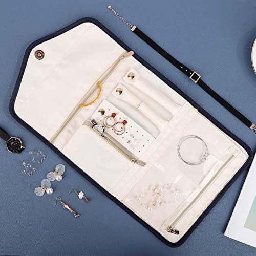 Travel Jewellery Organiser, Foldable Jewelry Storage Roll for Rings, Necklaces, Bracelets, Earrings, Large Capacity without Crease, Portable Storage Bag Holder Organizer for Travel/Daily Use