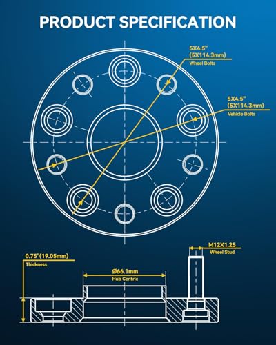 Image of PHILTOP 5x4.5 Hub-Centric Wheel Spacers 0.75 inch for Nissan Altima