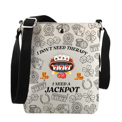 Gambling Gifts I Don't Need Therapy I Need A Jackpot Crossbody Bag Casino Theme Party Gift