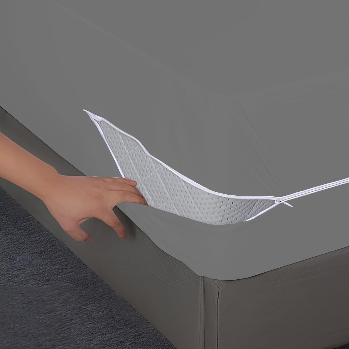 Ultra Soft Waterproof Mattress Protector King Size Fitting 5" Deep Mattress | Breathable Hypoallergenic Full Mattresses Cover V07 (72x72x5 inch|6x6x0.41 Feet - Gray)