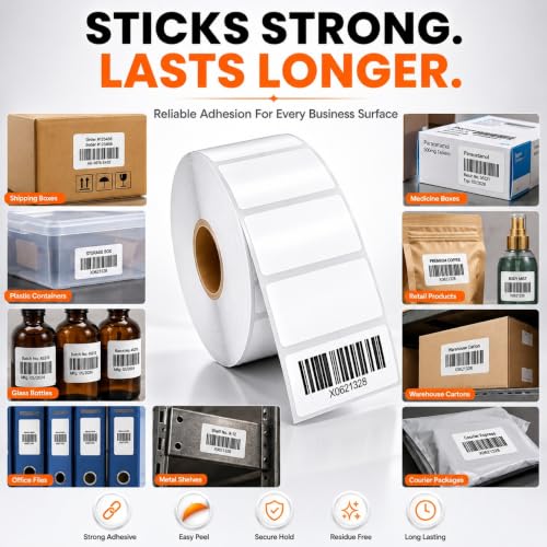 Image of Shreyans Direct Thermal Labels (Pack of 10, 38mm x 25mm - 500 Labels /Roll) - Non Tearable, Scratch Free, Water Proof & Non Fade Stickers with Permanent Marking - 9000 Labels