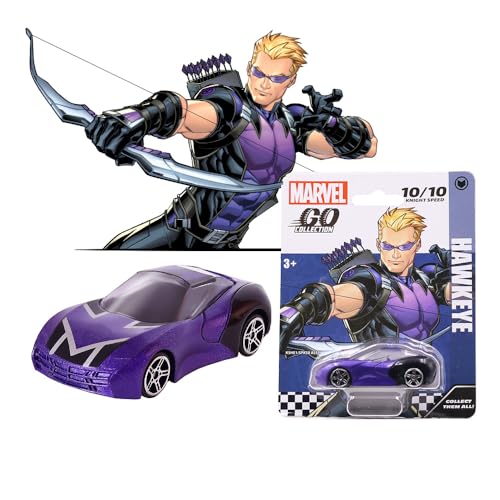Image of Marvel Go Collection | Knight Speed | Hawkeye | 1:64 Diecast Toy Car | Ages 3 and Up | Collect Them All, Blue
