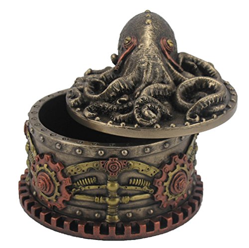 Veronese Design Decorative Bronze Finish Steampunk Octopus Trinket Box