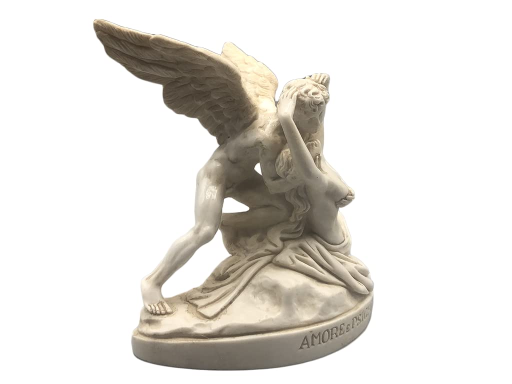 Busto Statua Design: Amore e Psiche (patinata) - Riproduzione busto, scultura in marmo e resina - circa 13 cm, 350 gr. - Prodotto Made in Italy - Idea Regalo Casa