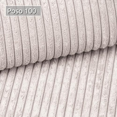 Sofnet Ecksofa Roma L mit Schlaffunktion und Bettkasten - Cord Stoff - L-Form Couch, Polstersofa, Schlafsofa, Sofagarnitur - Ottomane Universal (Beige (Poso 100))