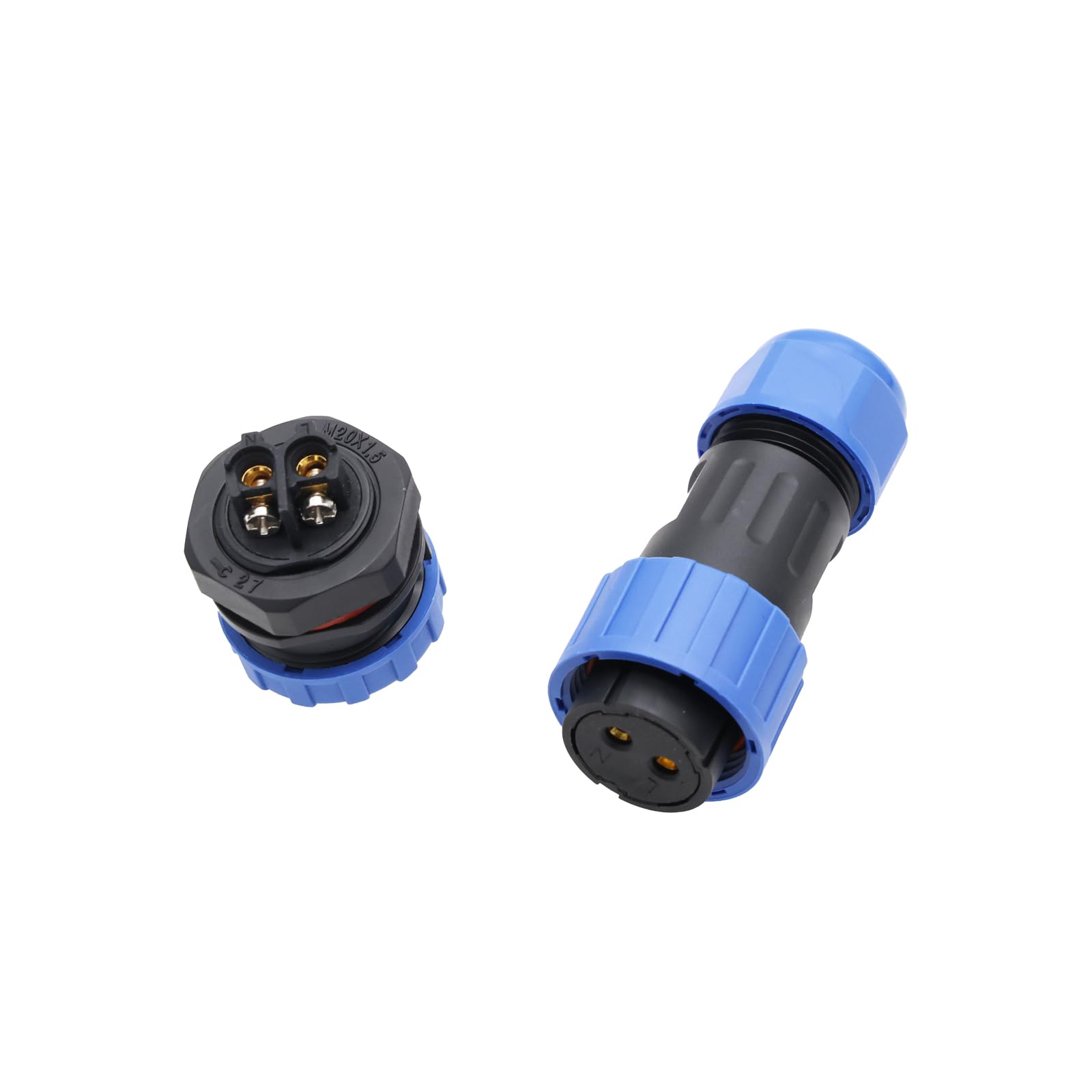 TY20 Threaded Connection 2-7 Pin Back Nut/Flange/Docking/Square Cable Connector (Backnut Reverse Mount, 2 Pin 25A) - Image 3