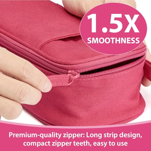 Image of SPACEMATE Large Pencil Case Pouch, Zipper Pencil Box for Kids, Girls & Boys | 1800mL Big Capacity, Heavy-Duty Canvas, School Supplies Bag, Pen Organizer, Cute Preppy Aesthetic, Dark Pink