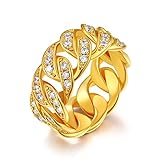 ゴールド リング メンズ ジルコニア 指輪 18金 太め 10ミリ アクセサリー