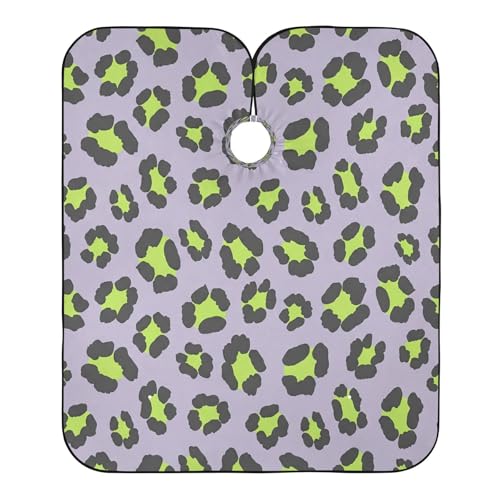 Capa profesional impermeable para corte de cabello verde leopardo miniatura 2