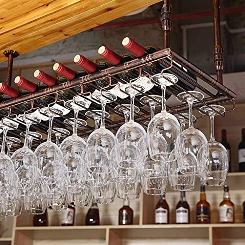 Estante de vino flotante con soporte ajustable para copas de techo en color bronce elegante 4