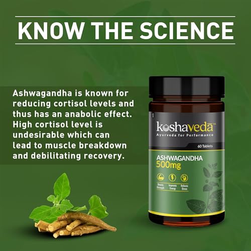Image of Koshaveda Ashwagandha 500mg (60 Tablets) | Ayurveda for Performance, Ayush Approved, High Strength Potent Formula | Boost Muscle Mass & Strength, Enhance Immunity