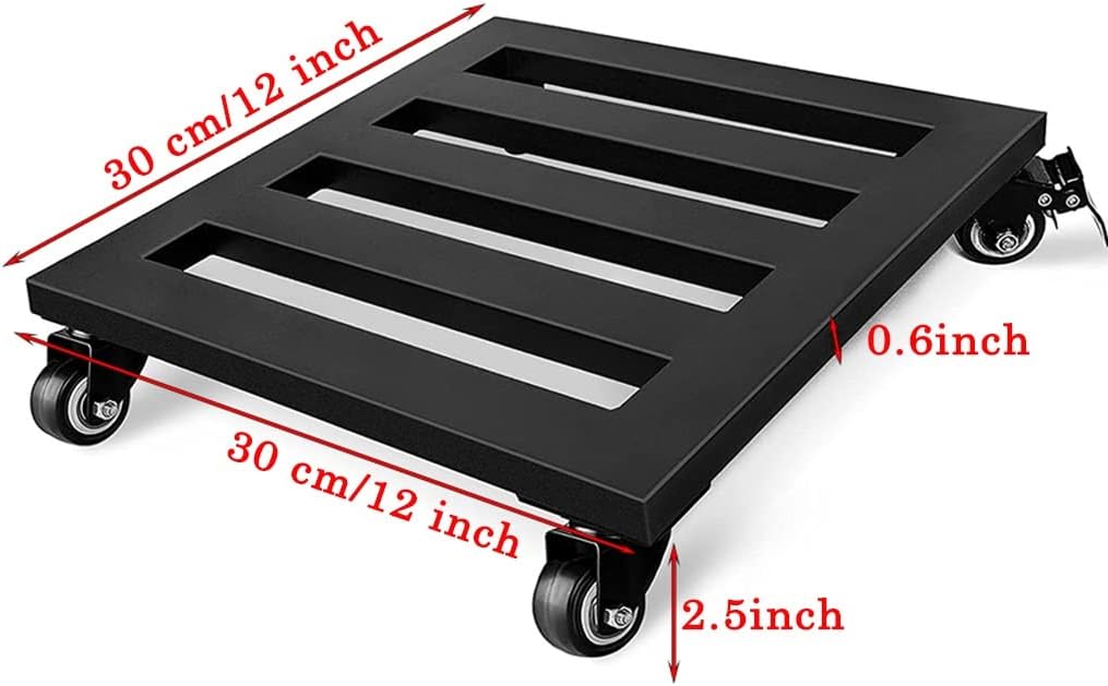 Plant Caddy with Wheels, Square Metal Plant Caddy with Wheels, Plant Dolly Outdoor Flower Pot Rack(12 Inch)