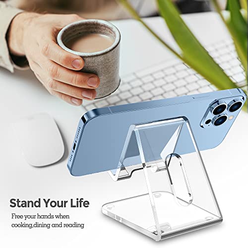 CreaDream-Acrylic-Cell-Phone-Stand-5mm-Thicker-Clear-Cell-Phone-Holder-Transparent-Phone-Stand-for-Desk-Desktop-Desk-Accessories-Suitable-for-iPhone-14-13-Pro-Max-All-Smartphone-4-8inch
