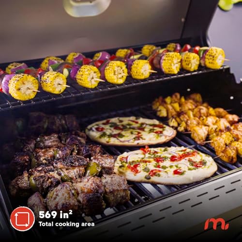 Image of Megamaster 4-Burner Gas Grill with Side Burner & Grill Cover, 52,000 BTUs, 568 SQ. In. Cooking Area, Propane BBQ Grill with Stainless Steel Panel for Outdoor Cooking, Patios, and More - 720-0804HK